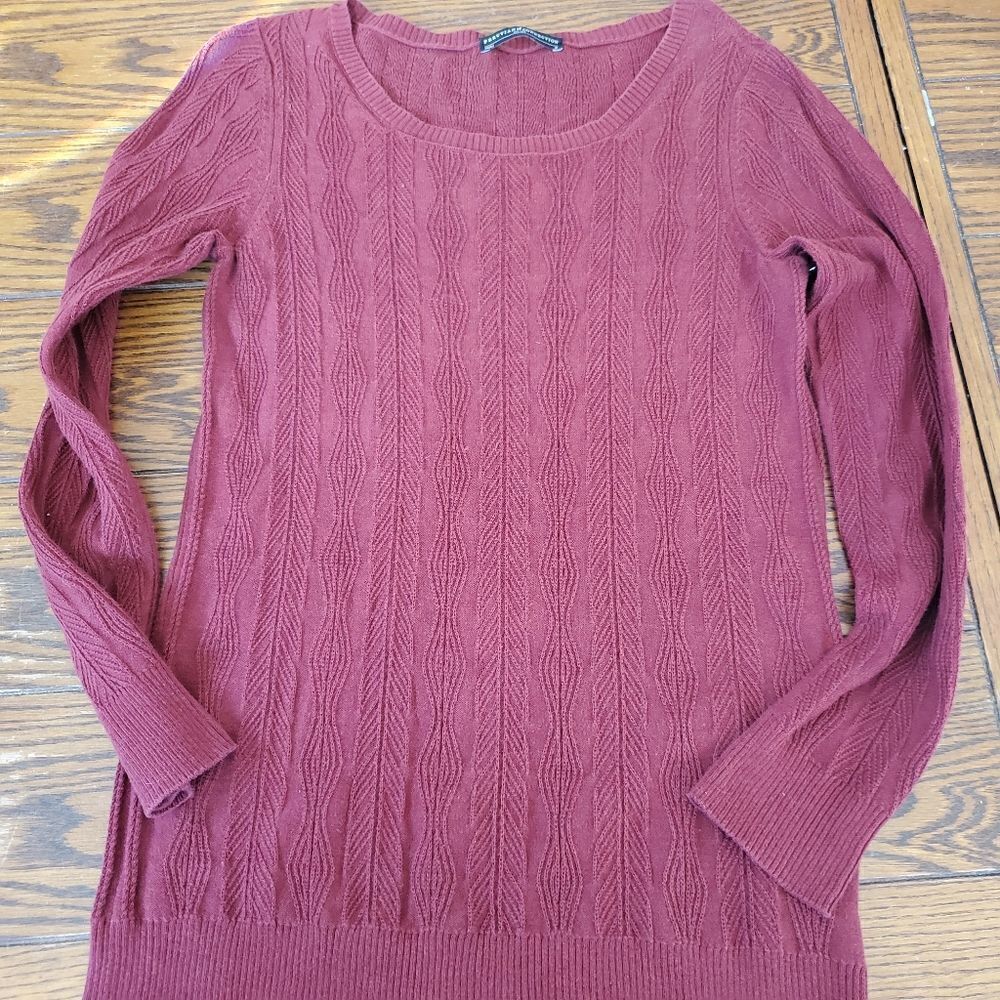 Peruvian Connection burgundy pima cotton sweater s